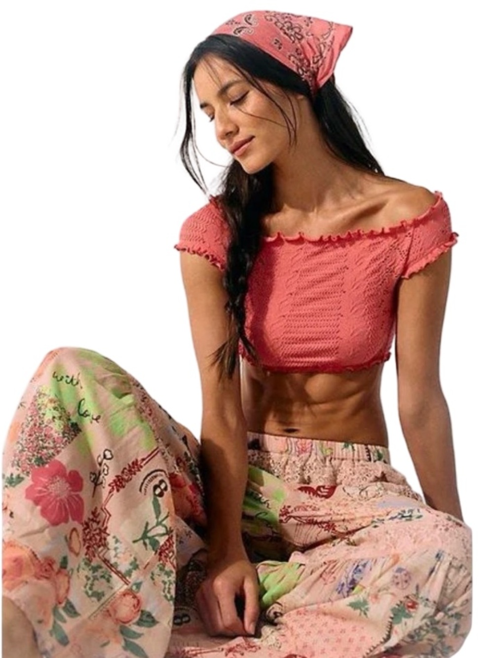 Intimately Free People Red So Soft Frill Seamless Micro Crop Top Womens XS Small